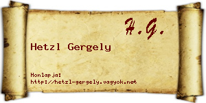 Hetzl Gergely névjegykártya